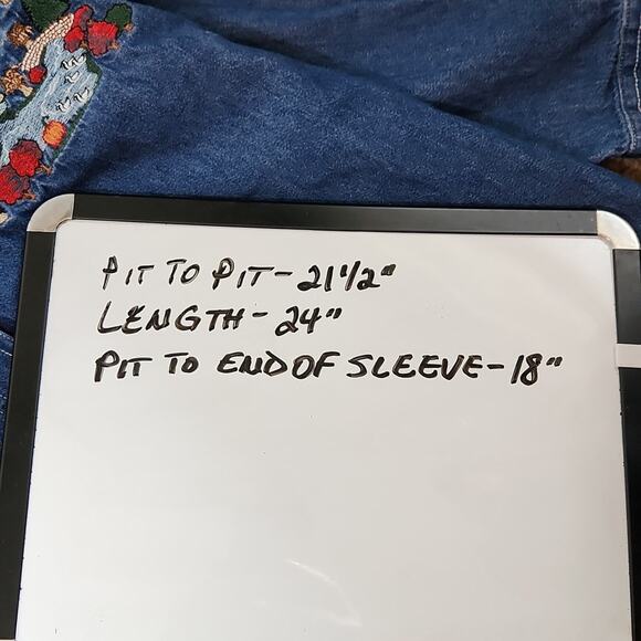 Cabin Creek Womens Denim Button Front Shirt Size PL Embroidered Farm Pumpkin - Picture 11 of 11